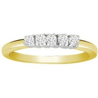 Jewelco London Women's 18ct 2 Colour Gold Diamond 5 Stone Pentalogy Eternity Ring 2.5mm | Size: T