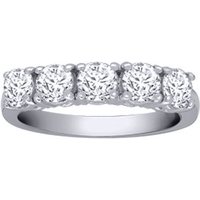 Jewelco London Women's 18ct White Gold 1.5ct Diamond 5 Stone Pentalogy Eternity Ring in Silver | Size: I