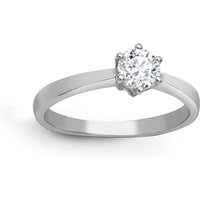 Jewelco London Women's Platinum 0.5ct Diamond Solitaire Engagement Ring 6.5mm in Silver | Size: N