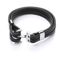 Steel Leather Anchor Lock Strap Bracelet 18mm White