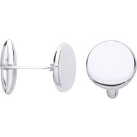 Silver Polished Flat Button Swivel Cufflinks