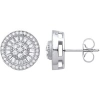 CZ Halo Cluster Sunburst Stud Earrings