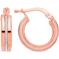 Rose Silver Square Tube Moondust Groove Hoop Earrings 15mm