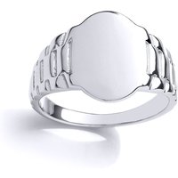 Jewelco London Silver Watch Strap Oval Signet Ring | Size: H