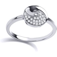 Jewelco London Women's Silver CZ Donut Swirl Dress Ring | Size: O
