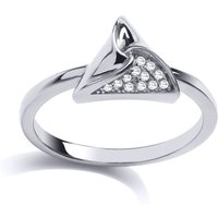 Jewelco London Women's Silver CZ Triangle Hamantaschen Dress Ring | Size: N