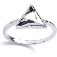 Jewelco London Women's Silver Triangle Hamantaschen Dress Ring | Size: Medium