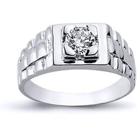 Rhodium Plated Silver CZ Watch Style Solitaire Ring 6mm 8mm T