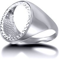 Solid Silver Domed Polished Half Sovereign Mount Ring N