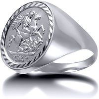 Solid Silver Domed Polished St George Ring X