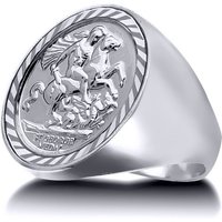 Silver Domed Polished St George Dragon Ring Y