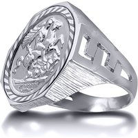 Silver Curb Octagon St George Dragon Ring W
