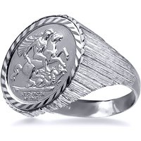Silver Ribbed Barked St George Dragon Ring Z
