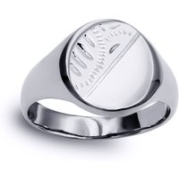 Jewelco London Sterling Silver Engraved Round Oval Signet Ring | Size: X