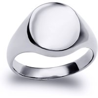 Jewelco London Sterling Silver Polished Round Oval Signet Ring | Size: Small