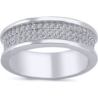 Jewelco London Silver CZ 3-row Pave Wedding Band Style Half Eternity Ring | Size: P