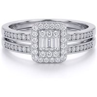 Baguette CZ Square Solitaire style Wedfit Bridal Rings Set