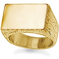 9ct Engravable Barked Initial Blank Plate Signet Ring U