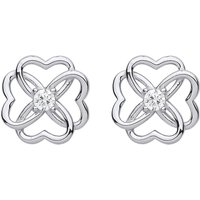 925 CZ Love Heart Flower Knot 4 Leaf Clover Stud Earrings