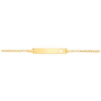 9ct Round Belcher Heart Identity ID Bar Bracelet 5 + 1"