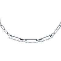 Silver CZ Paper Clip Pill Shape Chain Bracelet 4mm 7.5"