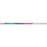 Jewelco London Women's Silver Rainbow CZ Rainbow Eternity Tennis Bracelet 2mm 7 + 1 inch