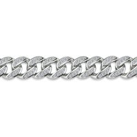 Silver CZ Iced Encrusted Cuban Curb Chain Bracelet 11mm 8.5"