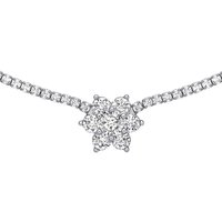 Sterling CZ Flower Cluster Tennis Necklace 2mm 14 + 2 inch