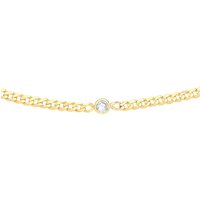 Jewelco London Women's Gilded Silver CZ Multi Solitaire Station Necklace 3mm 15 + 2 inch in Gold