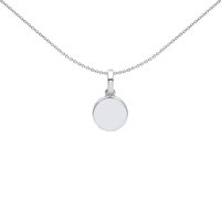 CZ Edge Set Halo Round Disc Charm Pendant Necklace 18 inch