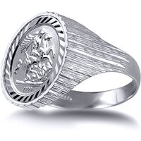 Silver Ribbed Barked St George Ring K