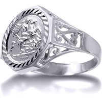 Silver Octagon Scroll St George Ring T