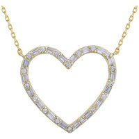 Jewelco London Women's Gold-plated Silver CZ Open Love Heart Alternating Necklace in Gold
