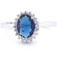Silver Oval CZ Royal Princess Kate Majestic Cluster Ring N