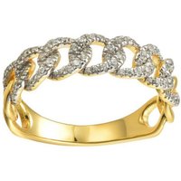 Jewelco London Gold-plated Silver CZ Albert Curb Link Chain Ring in Gold | Size: P