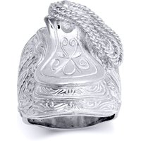 Silver Carved Horse Saddle Stirrups Rope Craftsman Ring X
