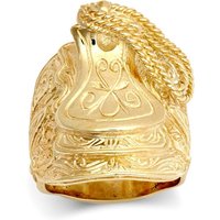 Jewelco London Men's Gold-Plated Silver Carved Horse Saddle Stirrups Rope Saddle Ring in Gold | Size: X