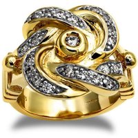 Plated Silver Round CZ Square Double Love Knot Ring X