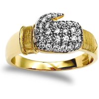 Plated Silver Round CZ Encrusted MMA Boxing Glove Ring X