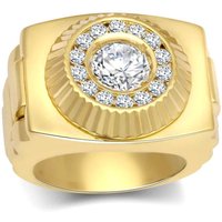 Plated Silver CZ Fluted Bezel Presidential Cluster Ring W