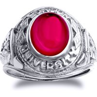 Silver Red Oval Cabochon CZ University College Ring Z