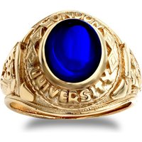 Gold Plated Silver Oval Cabochon CZ College Ring Gold T