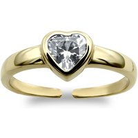 Plated Silver Heart CZ Solitaire Love Toe Ring
