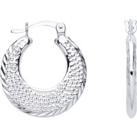 Diamond cut Rope Edge Pave Bead Texture Creole Earrings