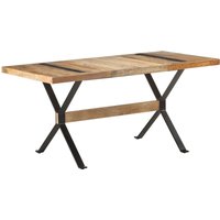 Berkfield Home Dining Table 160x80x76 cm Rough Mango Wood in Brown | Size: 160 x 80 x 76 cm