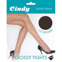 Cindy Women's 15 Denier Glossy Tights (1 Pair) in True Black | Size: Medium