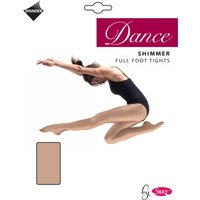 Silky Girl's Dance Shimmer Full Foot Tights (1 Pair) in Light Beige | Size: 3-5 Years
