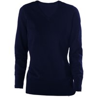 Kariban Women's V-Neck Long Sleeve Jumper Knitwear in Navy | Size: Small