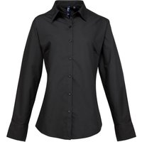 Premier Women's Supreme Heavy Poplin Long Sleeve Work Shirt in Black | Size: 26