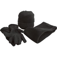 Result Men's Active Fleece Anti-Pill Winter Hat, Gloves & Neckwarmer Set in Black | Size: Medium